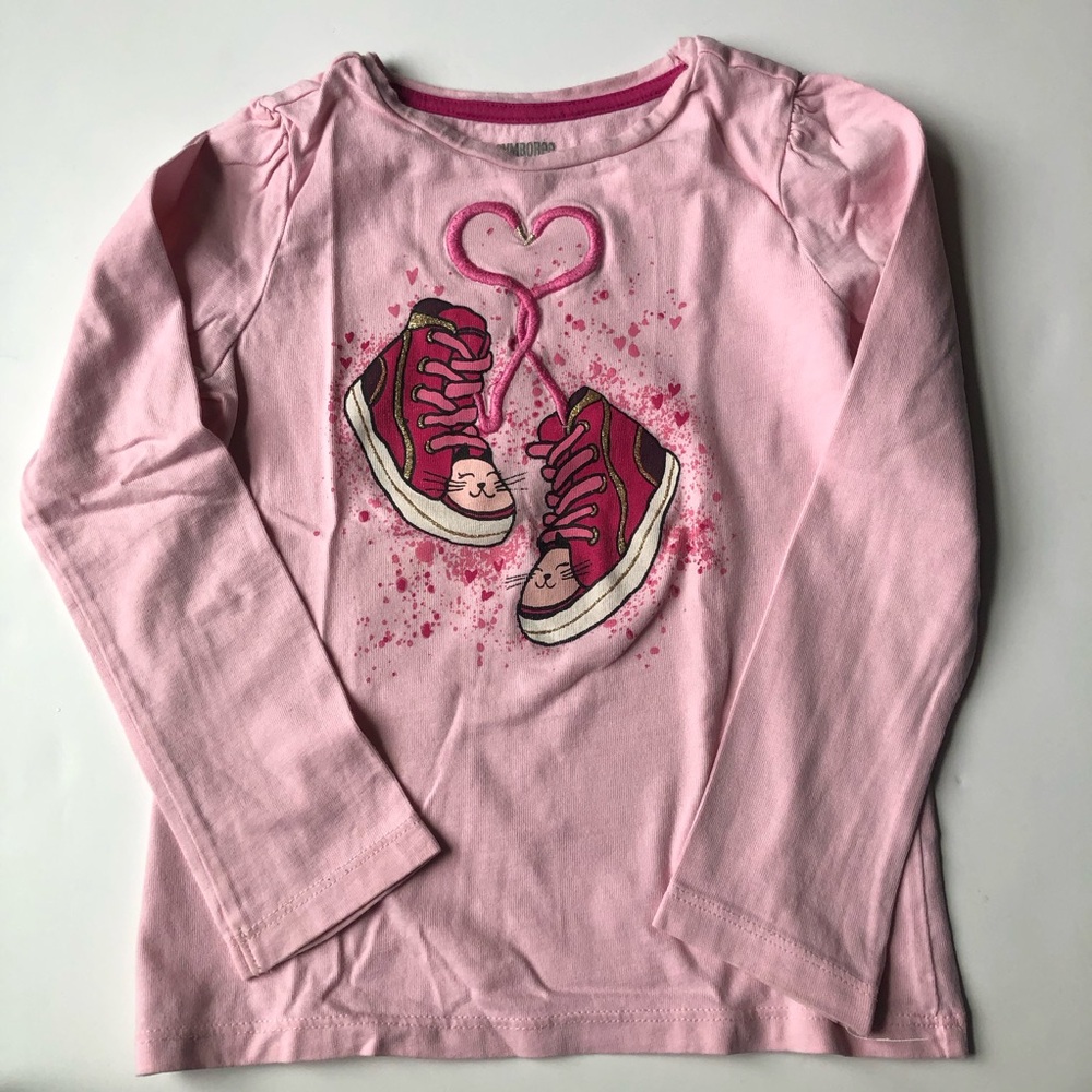 Gymboree Pink Long Sleeve Tee with Ice Skates Design